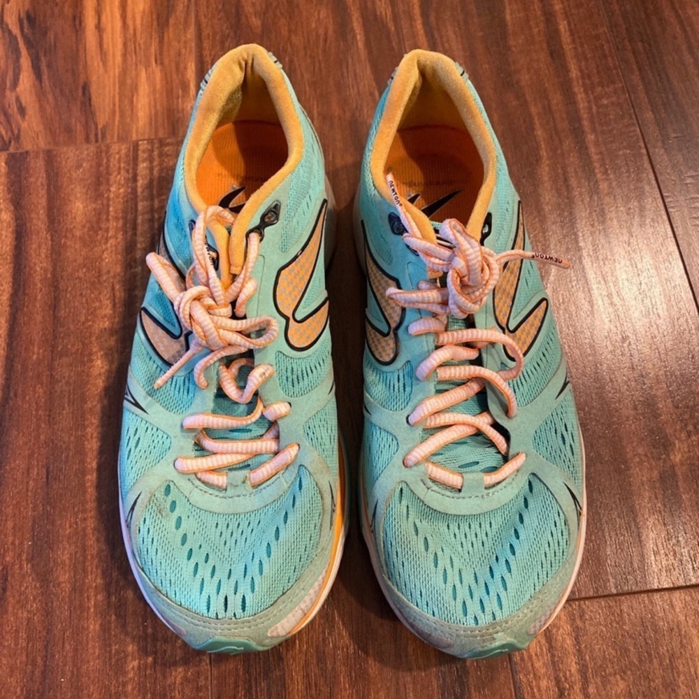 Newton Fate POP2 Teal and Orange Running Shoes sz 7.5